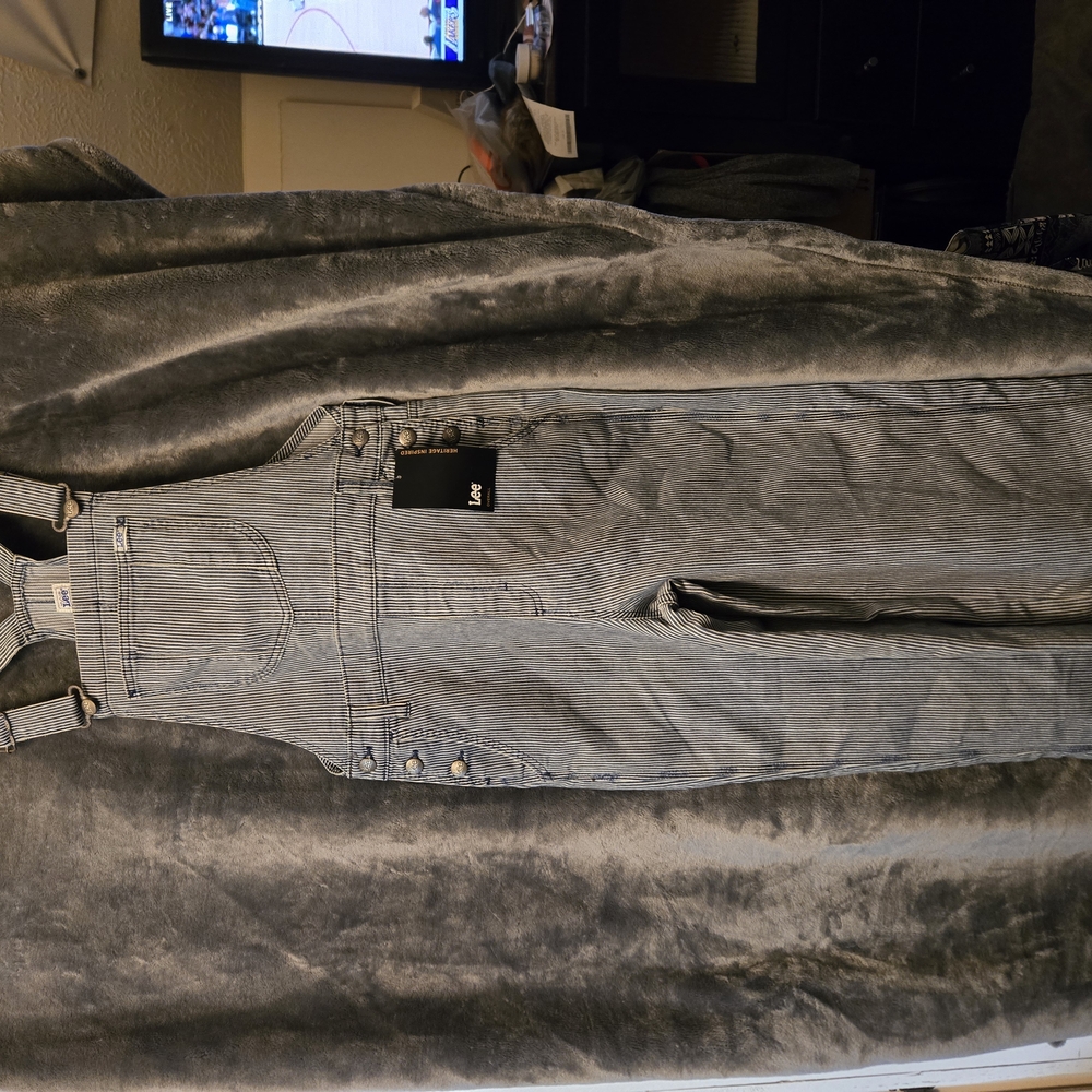 Striped Denim Overalls